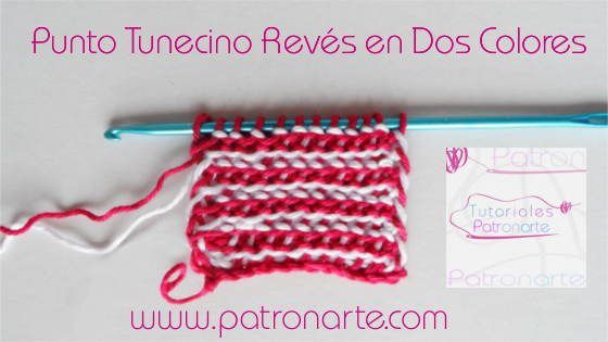 Punto tunecino revés en dos colores