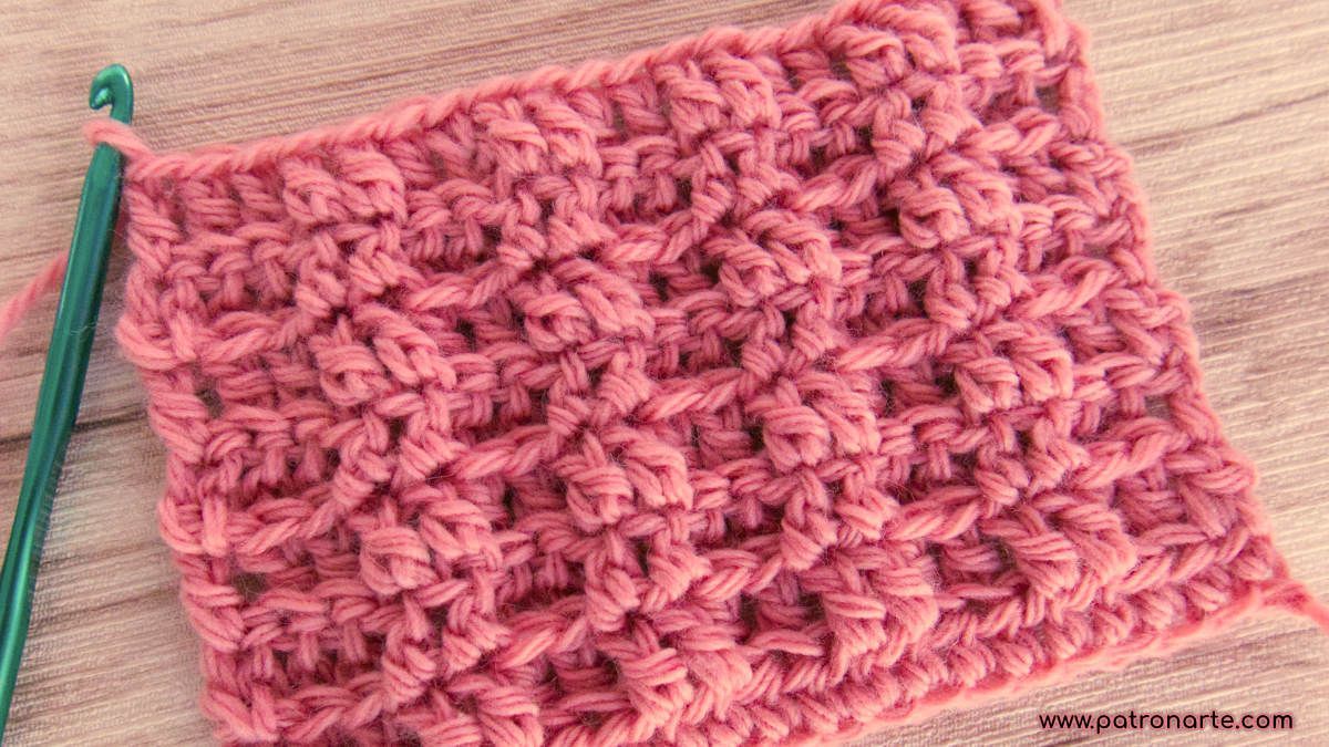 Patrón Falso Punto Relieve a Crochet 2x2 en Punto Alto: Más Fácil y Mucho Menos Consumo de Lana, Menos Peso