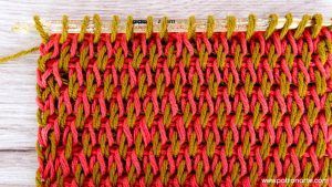 Cómo Tejer patrón Punto Tunecino Derecho Red de Crochet Tunecino a Dos Colores