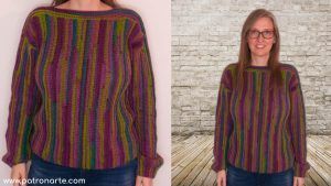 Jersey o Suéter a Crochet Imitación Punto Inglés de Dos Agujas
