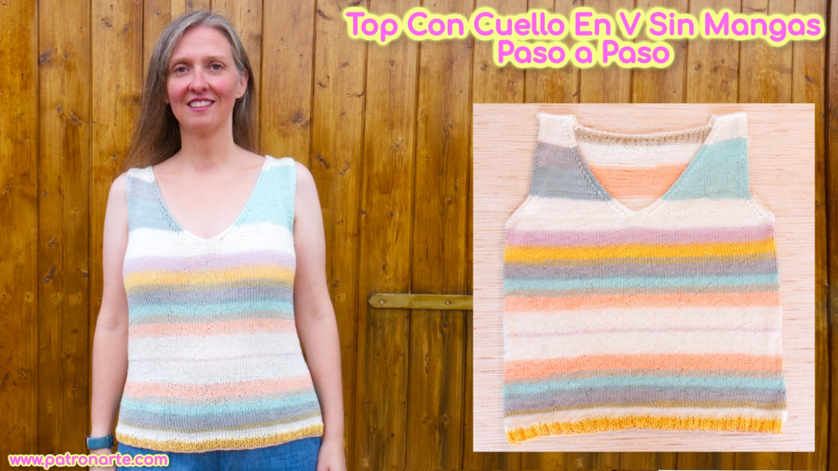 top con cuello en v y sin mangas knooking