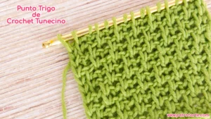 patrón punto trigo de crochet tunecino con textura de dos agujas