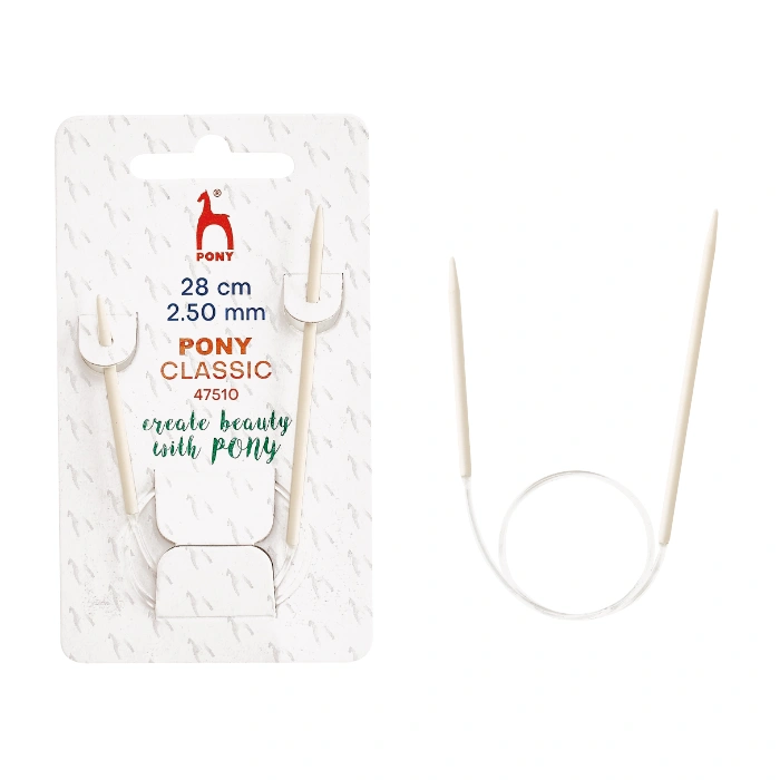 Agujas Circulares de 28 cm Pony para calcetines, gorros y pequeños proyectos