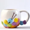 Taza De Cerámica Con Motivo De Ovillos De Lana